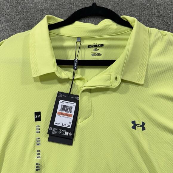 Under Armour Drive Chill Polo 3XL Avocado Yellow Iso-Chill UPF 50+ Loose Golf - Picture 1 of 11